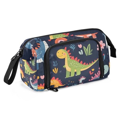 Quteprint Federmäppchen mit großem Fassungsvermögen, Cartoon-Dinosaurier, tragbares Federmäppchen mit Reißverschluss, für Büro, Schule, Schreibwaren, Stiftebox für Teenager, Mädchen, Jungen von Quteprint