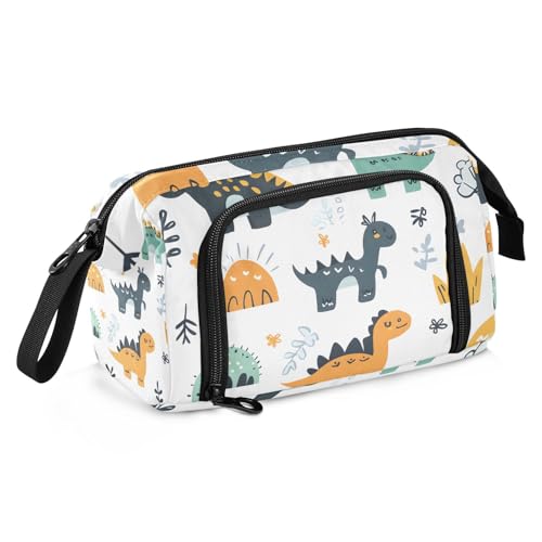 Quteprint Federmäppchen mit großem Fassungsvermögen, Dinosaurier-Muster, niedliches Cartoon-Design, tragbares Federmäppchen mit Reißverschluss, für Büro, Schule, Schreibwaren, Stiftebox für Teenager von Quteprint