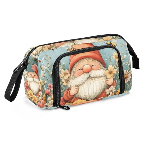 Quteprint Federmäppchen mit großem Fassungsvermögen, Garten, Bienen, Blumen, Zwerg, tragbares Federmäppchen mit Reißverschluss, für Büro, Schule, Schreibwaren, Stiftebox für Teenager, Mädchen, Jungen von Quteprint