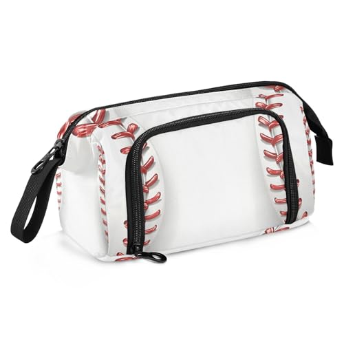 Quteprint Federmäppchen mit großem Fassungsvermögen, Sport-Baseballnähte, Spitze, tragbares Federmäppchen mit Reißverschluss, für Büro, Schule, Schreibwaren, Stiftebox für Teenager, Mädchen, Jungen von Quteprint