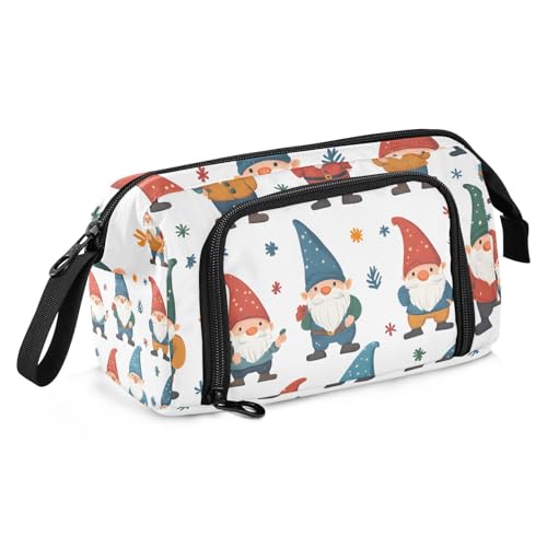 Quteprint Federmäppchen mit großem Fassungsvermögen, Weihnachts-Cartoon-Zwerge, tragbares Federmäppchen mit Reißverschluss, für Büro, Schule, Schreibwaren, Stiftebox für Teenager, Mädchen, Jungen von Quteprint