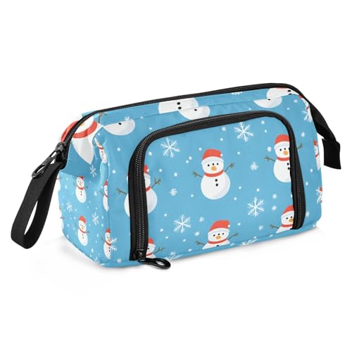 Quteprint Federmäppchen mit großem Fassungsvermögen, Weihnachts-Schneemann, Schneeflocke, tragbares Federmäppchen mit Reißverschluss, für Büro, Schule, Schreibwaren, Stiftebox für Teenager, Mädchen von Quteprint