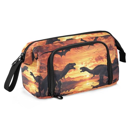 Quteprint Federmäppchen mit großem Fassungsvermögen, afrikanische Tier-Dinosaurier, tragbares Federmäppchen mit Reißverschluss, für Büro, Schule, Schreibwaren, Stiftebox für Teenager, Mädchen, Jungen von Quteprint