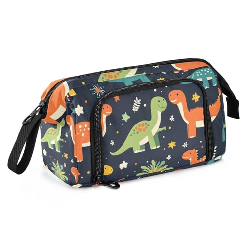 Quteprint Federmäppchen mit großem Fassungsvermögen, bunte Dinosaurier, Dino, tragbares Federmäppchen mit Reißverschluss, für Büro, Schule, Schreibwaren, Stiftebox für Teenager, Mädchen, Jungen von Quteprint