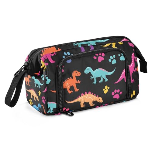 Quteprint Federmäppchen mit großem Fassungsvermögen, buntes Dinosaurier-Potenabdruck, tragbares Federmäppchen mit Reißverschluss, für Büro, Schule, Schreibwaren, Stiftebox für Teenager, Mädchen von Quteprint