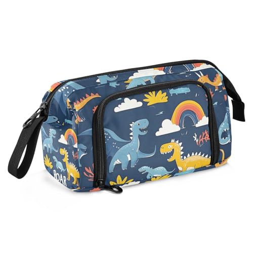Quteprint Federmäppchen mit großem Fassungsvermögen, niedliche Cartoon-Dinosaurier, tragbares Federmäppchen mit Reißverschluss, für Büro, Schule, Schreibwaren, Stiftebox für Teenager, Mädchen, Jungen von Quteprint