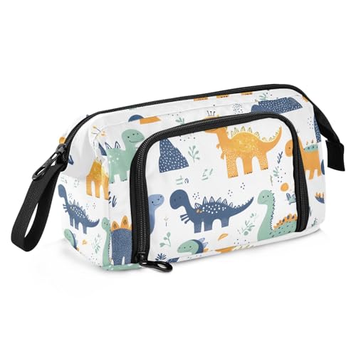 Quteprint Federmäppchen mit großem Fassungsvermögen, niedliche Dinosaurier, verspieltes Dinosaurier, tragbares Federmäppchen mit Reißverschluss, für Büro, Schule, Schreibwaren, Stiftebox für Teenager von Quteprint