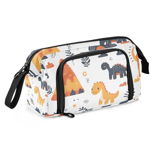 Quteprint Federmäppchen mit großem Fassungsvermögen, niedliche Dinosaurier-Vulkane, tragbares Federmäppchen mit Reißverschluss, für Büro, Schule, Schreibwaren, Stiftebox für Teenager, Mädchen, Jungen von Quteprint