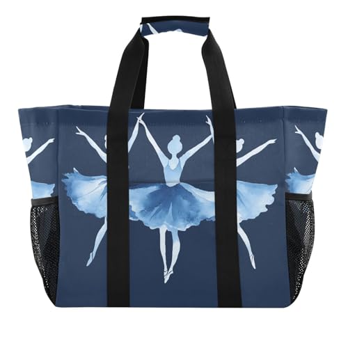 Quteprint Große wasserdichte Reisetasche für Damen und Herren, Balletttänzerin, Segeltuch, Strandtasche mit Futter und Taschen, wiederverwendbare Einkaufstasche für Lebensmittel, Wäsche, Küche, Pool von Quteprint