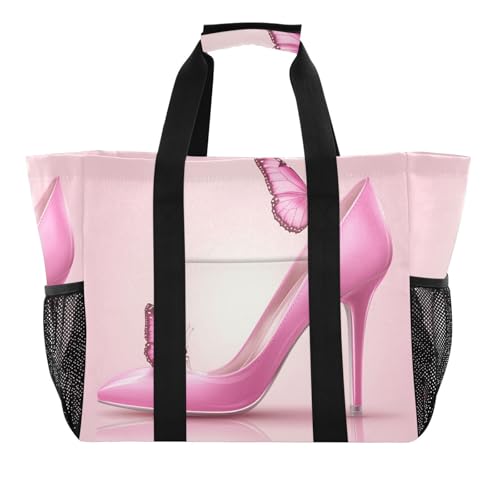 Quteprint Große wasserdichte Reisetasche für Damen und Herren, High Heels Schmetterling Segeltuch Strandtasche mit Futter und Taschen – wiederverwendbare Einkaufstasche für Lebensmittel/Wäsche/Küche Quteprint Große wasserdichte Reisetasche für Damen und Herren, High Heels Schmetterling Segeltuch Strandtasche mit Futter und Taschen – wiederverwendbare Einkaufstasche für Lebensmittel/Wäsche/Küche von Quteprint