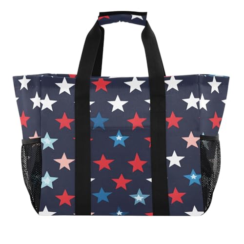 Quteprint Große wasserdichte Reisetasche für Damen und Herren, Sternenmuster, Segeltuch, Strandtasche mit Futter und Taschen, wiederverwendbare Einkaufstasche für Lebensmittel, Wäsche, Küche, Pool von Quteprint