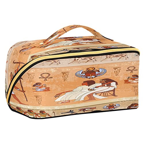 Quteprint Kosmetiktasche Rhombus Antik Ägypten Vintage Große Kapazität Reise Kosmetiktasche für Frauen Mädchen Damen Tragbare Kulturbeutel mit Griff Multifunktionaler Organizer Mehrfarbig, mehrfarbig, von Quteprint