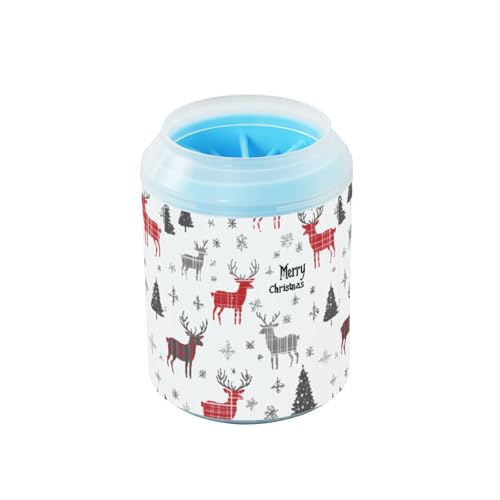 Quteprint Merry Christmas Hundepfotenreiniger mit Karomuster – Haustier-Fußwascher mit weicher Silikonbürste, tragbarer schlammiger Pfotenreiniger für kleine, mittelgroße und große Rassen Hunde und Quteprint Merry Christmas Hundepfotenreiniger mit Karomuster – Haustier-Fußwascher mit weicher Silikonbürste, tragbarer schlammiger Pfotenreiniger für kleine, mittelgroße und große Rassen Hunde und von Quteprint