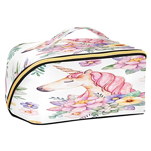 Quteprint Rhombus Kosmetiktasche, Blumen-Tier-Einhorn, große Kapazität, Reise-Make-up-Tasche für Frauen, Mädchen, Damen, tragbare Kulturtasche mit Griff, multifunktionaler Aufbewahrungs-Organizer, Mehrfarbig/Meereswellen (Ocean Tides), Einheitsgröße von Quteprint