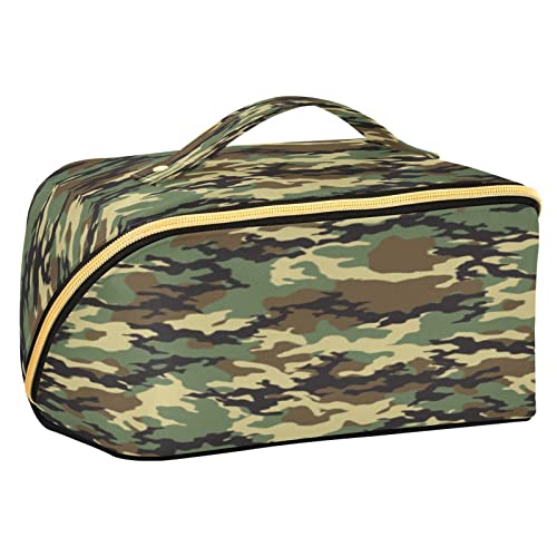 Quteprint Rhombus Kosmetiktasche, Camo Camouflage Abstrakt Große Kapazität Reise Make-up Tasche für Frauen Mädchen Damen Tragbare Kulturtasche mit Griff Multifunktionaler Aufbewahrungs-Organizer, Mehrfarbig/Meereswellen (Ocean Tides), Einheitsgröße von Quteprint