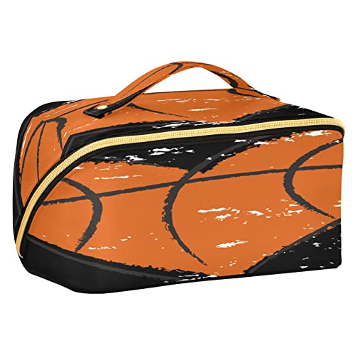 Quteprint Rhombus Kosmetiktasche, Herzform, Basketball, große Kapazität, Reise-Make-up-Tasche für Frauen, Mädchen, Damen, tragbare Kulturtasche mit Griff, multifunktionaler Aufbewahrungs-Organizer, Mehrfarbig/Meereswellen (Ocean Tides), Einheitsgröße von Quteprint