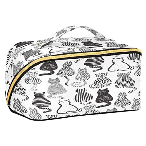 Quteprint Rhombus Kosmetiktasche, Katzen-Kätzchen-Tiermuster, große Kapazität, Reise-Make-up-Tasche für Frauen, Mädchen, Damen, tragbare Kulturtasche mit Griff, multifunktionaler Aufbewahrungs-Organizer, Mehrfarbig/Meereswellen (Ocean Tides), Einheitsgröße von Quteprint