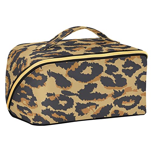 Quteprint Rhombus Kosmetiktasche, Leoparden-Tierdruck, große Kapazität, Reise-Make-up-Tasche für Frauen, Mädchen, Damen, tragbare Kulturtasche mit Griff, multifunktionaler Aufbewahrungs-Organizer, Mehrfarbig/Meereswellen (Ocean Tides), Einheitsgröße von Quteprint