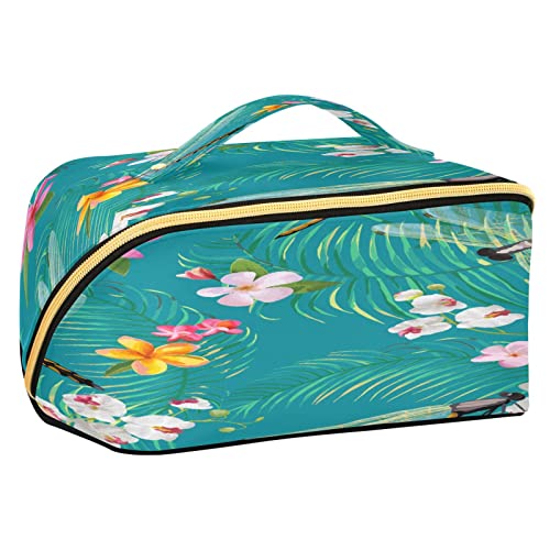 Quteprint Rhombus-Kosmetiktasche, Libelle, Sommerblume, große Kapazität, Reise-Make-up-Tasche für Frauen, Mädchen, Damen, tragbare Kulturtasche mit Griff, multifunktionaler Aufbewahrungs-Organizer, Mehrfarbig/Meereswellen (Ocean Tides), Einheitsgröße von Quteprint