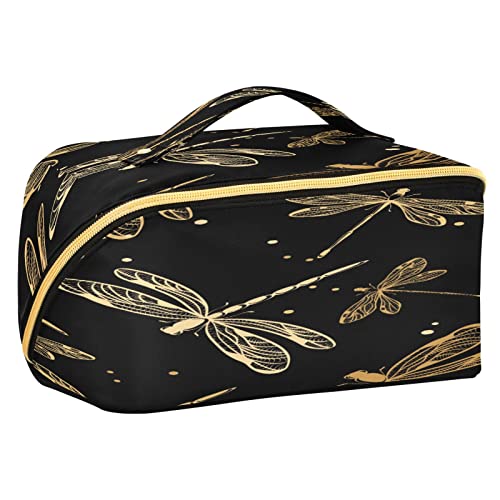 Quteprint Rhombus Kosmetiktasche, Libelle Tier Gold Große Kapazität Reise Make-up Tasche für Frauen Mädchen Damen Tragbare Kulturtasche mit Griff Multifunktionaler Aufbewahrungs-Organizer, Mehrfarbig/Meereswellen (Ocean Tides), Einheitsgröße von Quteprint