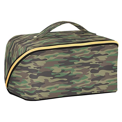 Quteprint Rhombus-Kosmetiktasche, Militär-Tarnfarben, große Kapazität, Reise-Make-up-Tasche für Damen, Mädchen, Damen, tragbare Kulturtasche mit Griff, multifunktionaler Aufbewahrungs-Organizer, Mehrfarbig/Meereswellen (Ocean Tides), Einheitsgröße von Quteprint