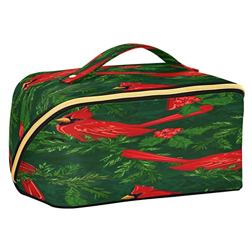 Quteprint Rhombus Kosmetiktasche, Weihnachtsvogel, grüne Blätter, große Kapazität, Reise-Make-up-Tasche für Frauen, Mädchen, Damen, tragbare Kulturtasche mit Griff, multifunktionaler Aufbewahrungs-Organizer, Mehrfarbig/Meereswellen (Ocean Tides), Einheitsgröße von Quteprint