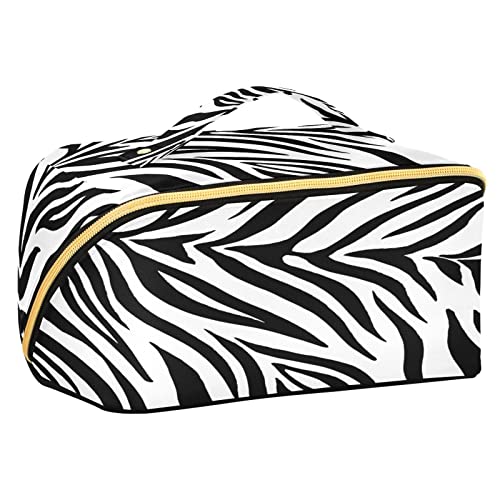 Quteprint Rhombus Kosmetiktasche, Zebra-Tierdruck, große Kapazität, Reise-Make-up-Tasche für Damen, Mädchen, Damen, tragbare Kulturtasche mit Griff, multifunktionaler Aufbewahrungs-Organizer, Mehrfarbig/Meereswellen (Ocean Tides), Einheitsgröße von Quteprint