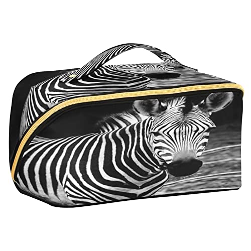 Quteprint Rhombus-Kosmetiktasche, afrikanisches Tier-Zebra, große Kapazität, Reise-Make-up-Tasche für Damen, Mädchen, Damen, tragbare Kulturtasche mit Griff, multifunktionaler Aufbewahrungs-Organizer, Mehrfarbig/Meereswellen (Ocean Tides), Einheitsgröße von Quteprint