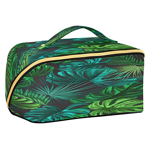 Quteprint Rhombus Kosmetiktasche, hawaiianische Palmblätter, große Kapazität, Reise-Make-up-Tasche für Frauen, Mädchen, Damen, tragbare Kulturtasche mit Griff, multifunktionaler Aufbewahrungs-Organizer, Mehrfarbig/Meereswellen (Ocean Tides), Einheitsgröße von Quteprint