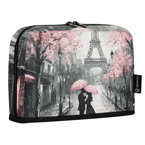 Quteprint Stehendes Federmäppchen, Motiv: Paris Handtuch, Kirschblüte, Schreibwarenbeutel, tragbare Make-up-Kosmetiktasche, Schreibtisch-Organizer für Schule, Büro, Studenten, Teenager, Jungen und von Quteprint