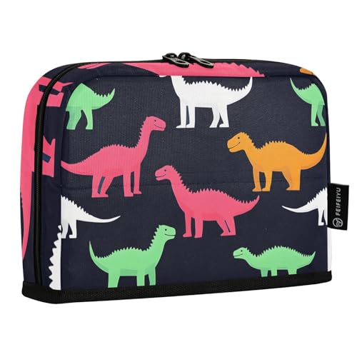 Quteprint Stehendes Federmäppchen, buntes Dinosaurier-Tiermuster, Federmäppchen, Schreibwaren-Tasche, tragbare Make-up-Kosmetiktasche, Schreibtisch-Organizer für Schule, Büro, Studenten, Teenager von Quteprint