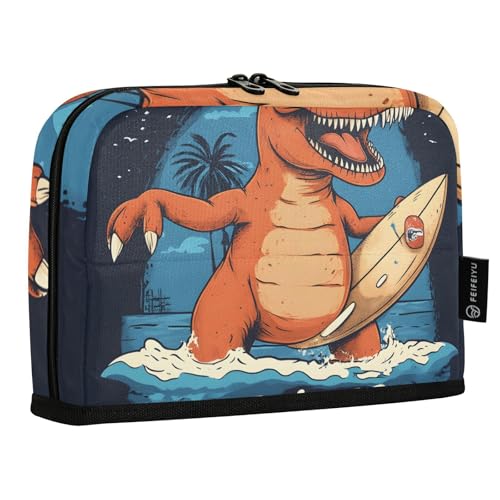 Quteprint Stehendes Federmäppchen – Dinosaurier-Meeres-Snowboard-Bleistifttasche, Schreibwaren-Tasche, tragbare Make-up-Kosmetiktasche, Schreibtisch-Organizer für Schule, Büro, Studenten, Teenager von Quteprint