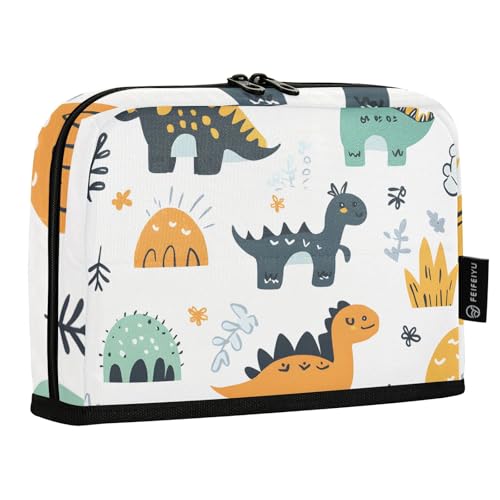 Quteprint Stehendes Federmäppchen – Dinosaurier-Muster, niedliches Cartoon-Federmäppchen, Schreibwaren-Tasche, tragbare Make-up-Kosmetiktasche, Schreibtisch-Organizer für Schule, Büro, Studenten von Quteprint