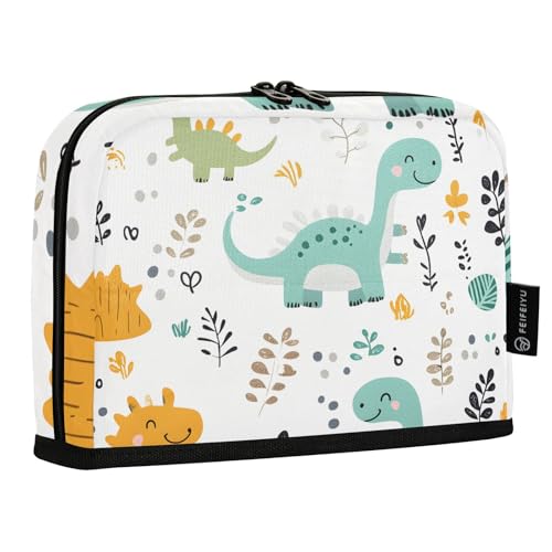 Quteprint Stehendes Federmäppchen – Dinosaurier-Muster, niedliches Tier-Federmäppchen, Schreibwaren-Tasche, tragbare Make-up-Kosmetiktasche, Schreibtisch-Organizer für Schule, Büro, Studenten von Quteprint