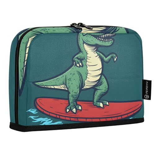 Quteprint Stehendes Federmäppchen – Dinosaurier-Sonnenbrille, Snowboard, Federmäppchen, Schreibwaren-Tasche, tragbare Make-up-Kosmetiktasche, Schreibtisch-Organizer für Schule, Büro, Studenten von Quteprint