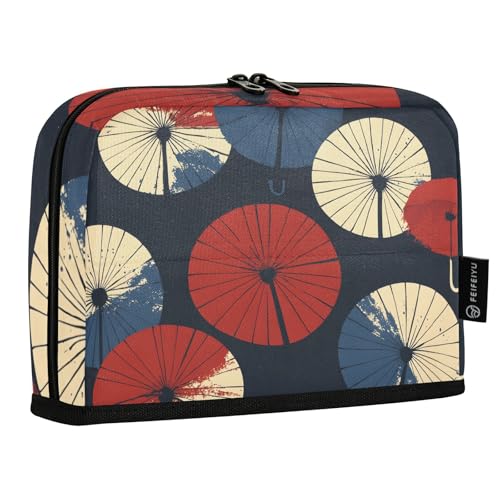 Quteprint Stehendes Federmäppchen – Federmäppchen mit japanischem Regenschirm-Muster, Schreibwaren-Tasche, tragbare Make-up-Kosmetiktasche, Schreibtisch-Organizer für Schule, Büro, Studenten, Teenager von Quteprint