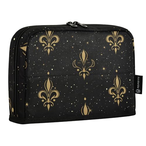 Quteprint Stehendes Federmäppchen – Goldene Lilien-Blumen-Sterne-Bleistifttasche, Schreibwaren-Tasche, tragbare Make-up-Kosmetiktasche, Schreibtisch-Organizer für Schule, Büro, Studenten, Teenager Quteprint Stehendes Federmäppchen – Goldene Lilien-Blumen-Sterne-Bleistifttasche, Schreibwaren-Tasche, tragbare Make-up-Kosmetiktasche, Schreibtisch-Organizer für Schule, Büro, Studenten, Teenager von Quteprint