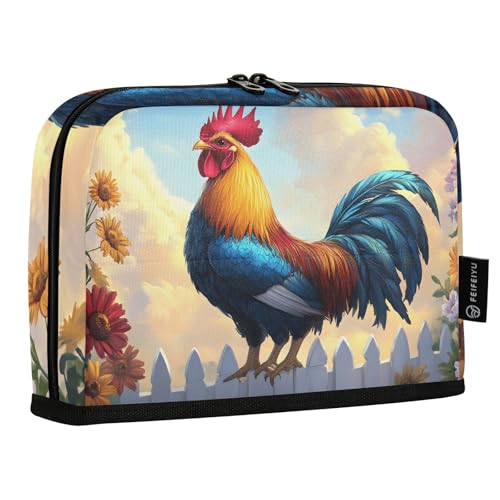 Quteprint Stehendes Federmäppchen – Hahn, Blumen, Gänseblümchen, Kunst, Federmäppchen, Schreibwaren-Tasche, tragbare Make-up-Kosmetiktasche, Schreibtisch-Organizer für Schule, Büro, Studenten Quteprint Stehendes Federmäppchen – Hahn, Blumen, Gänseblümchen, Kunst, Federmäppchen, Schreibwaren-Tasche, tragbare Make-up-Kosmetiktasche, Schreibtisch-Organizer für Schule, Büro, Studenten von Quteprint