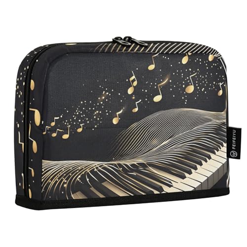 Quteprint Stehendes Federmäppchen – Klavier, goldene Musiknoten, Federmäppchen, Schreibwaren-Tasche, tragbare Make-up-Kosmetiktasche, Schreibtisch-Organizer für Schule, Büro, Studenten, Teenager Quteprint Stehendes Federmäppchen – Klavier, goldene Musiknoten, Federmäppchen, Schreibwaren-Tasche, tragbare Make-up-Kosmetiktasche, Schreibtisch-Organizer für Schule, Büro, Studenten, Teenager von Quteprint