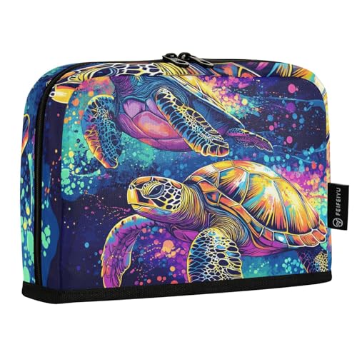 Quteprint Stehendes Federmäppchen – Regenbogen-Meeresschildkröte, Federmäppchen, Schreibwaren-Tasche, tragbare Make-up-Kosmetiktasche, Schreibtisch-Organizer für Schule, Büro, Studenten, Teenager von Quteprint