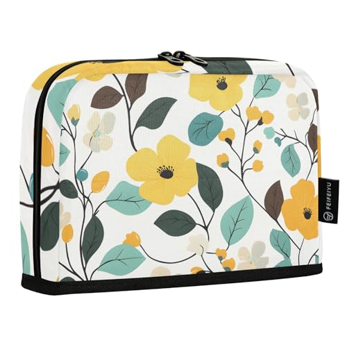 Quteprint Stehendes Federmäppchen – Retro-Federmäppchen mit Frühlingsblumen, Schreibwaren-Tasche, tragbare Make-up-Kosmetiktasche, Schreibtisch-Organizer für Schule, Büro, Studenten, Teenager, Jungen von Quteprint