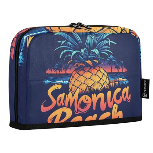 Quteprint Stehendes Federmäppchen – Strand-Ananas-Palmen-Bleistifttasche, Schreibwaren-Tasche, tragbare Make-up-Kosmetiktasche, Schreibtisch-Organizer für Schule, Büro, Studenten, Teenager, Jungen und von Quteprint