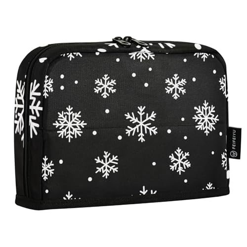 Quteprint Stehendes Federmäppchen – Weihnachts-Federmäppchen mit Schneeflocken-Muster, tragbare Make-up-Kosmetiktasche, Schreibtisch-Organizer für Schule, Büro, Studenten, Teenager, Jungen und Mädchen von Quteprint