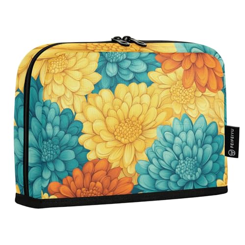 Quteprint Stehendes Federmäppchen – abstrakte Blume, Chrysanthemen, Blumen, Federmäppchen, Schreibwarenbeutel, tragbare Make-up-Kosmetiktasche, Schreibtisch-Organizer für Schule, Büro, Studenten von Quteprint