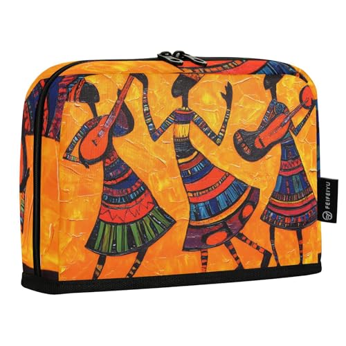 Quteprint Stehendes Federmäppchen – afrikanische Kunst, Frauen, Musik, Tanzen, Federmäppchen, Schreibwaren-Tasche, tragbare Make-up-Kosmetiktasche, Schreibtisch-Organizer für Schule, Büro, Studenten von Quteprint