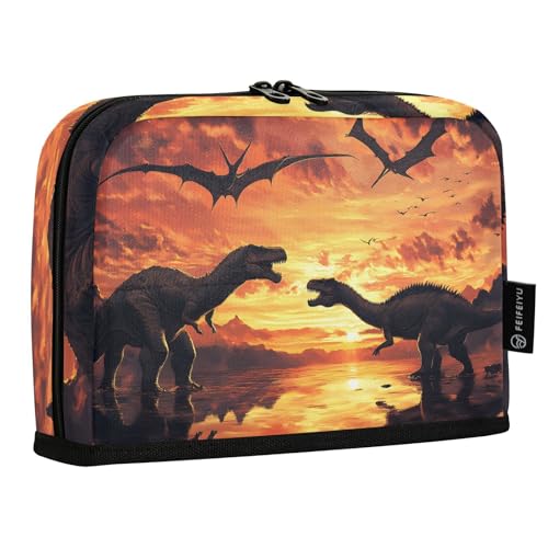 Quteprint Stehendes Federmäppchen – afrikanische Tier-Dinosaurier-Federtasche, Schreibwaren-Tasche, tragbare Make-up-Kosmetiktasche, Schreibtisch-Organizer für Schule, Büro, Studenten, Teenager von Quteprint