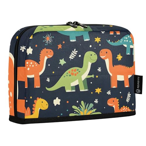 Quteprint Stehendes Federmäppchen – bunte Dinosaurier-Dino-Schreibwaren-Tasche, tragbare Make-up-Kosmetiktasche, Schreibtisch-Organizer für Schule, Büro, Studenten, Teenager, Jungen und Mädchen von Quteprint