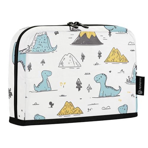 Quteprint Stehendes Federmäppchen – niedliche Cartoon-Dinosaurier-Federtasche, Schreibwaren-Tasche, tragbare Make-up-Kosmetiktasche, Schreibtisch-Organizer für Schule, Büro, Studenten, Teenager von Quteprint