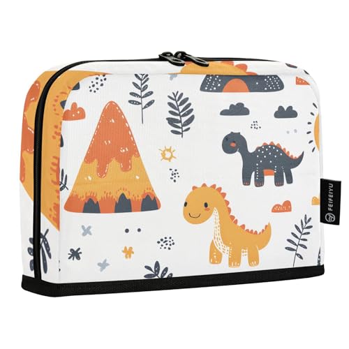 Quteprint Stehendes Federmäppchen – niedliche Dinosaurier-Vulkane, Federmäppchen, Schreibwaren-Tasche, tragbare Make-up-Kosmetiktasche, Schreibtisch-Organizer für Schule, Büro, Studenten, Teenager von Quteprint