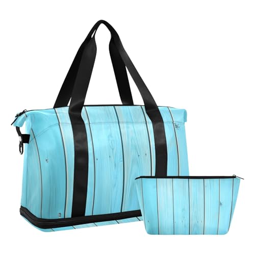 Quteprint Wasserdichter Sport-Turnbeutel – Hellblaue Holzplanke, große Kapazität, Seesack mit Fach für Trocken- und Nassfutter, Schuhaufbewahrung, Yoga, Schwimmen, Reisetasche für Workout, Fitness Quteprint Wasserdichter Sport-Turnbeutel – Hellblaue Holzplanke, große Kapazität, Seesack mit Fach für Trocken- und Nassfutter, Schuhaufbewahrung, Yoga, Schwimmen, Reisetasche für Workout, Fitness von Quteprint